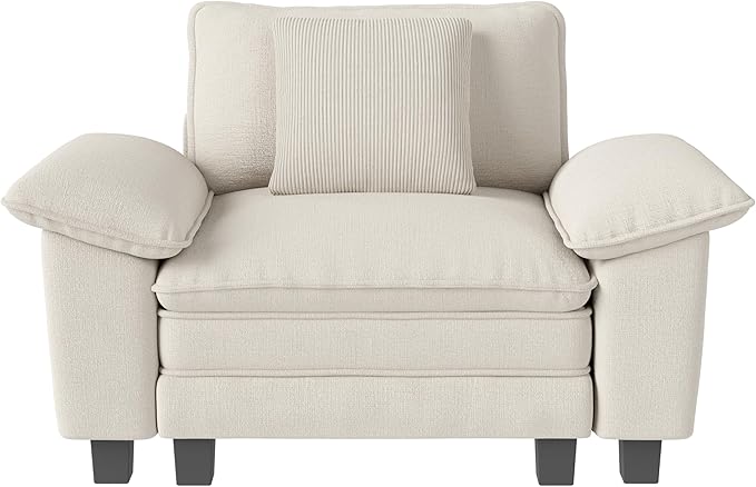53.5" Modular Sectional Single Sofa, Soft Plush Chenille Armchair with Comfortable Deep Seat & Removable Arms for Living Room，Beige