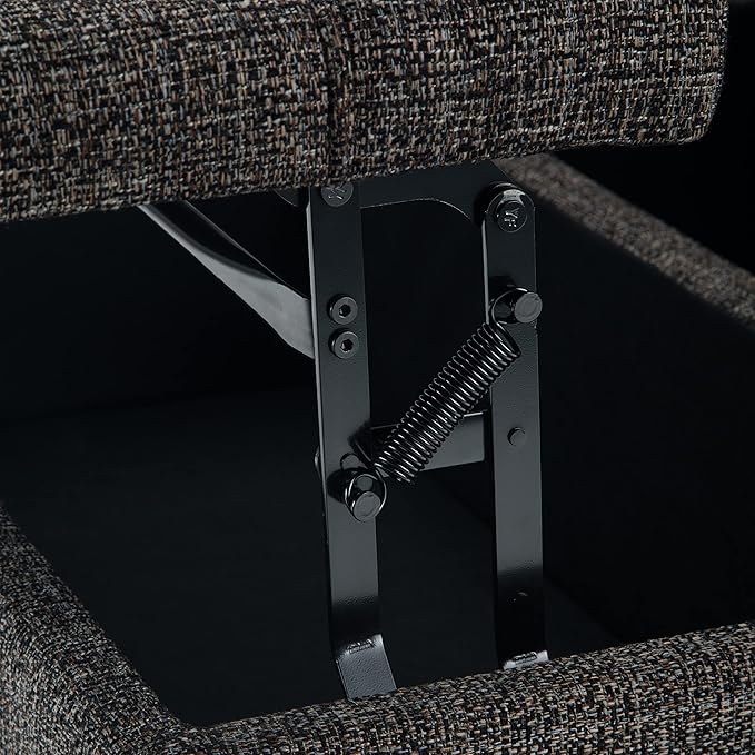 SIMPLIHOME Harrison 36 inch Wide Transitional Square Coffee Table Storage Ottoman in Ebony Tweed Look Fabric, Assembled, For the Living Room and Bedroom