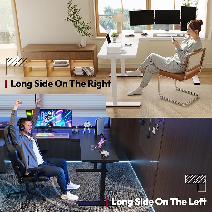 SANODESK Electric Height Adjustable 3-Leg L Shaped Standing Desk Frame, Support up to 220lbs, Sit Stand Ergonomic L Desk Frame Only, Black