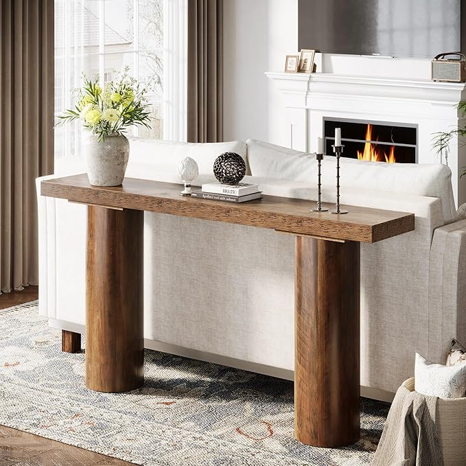Tribesigns 63" Farmhouse Entryway Console Table, Narrow Long Sofa Table Behind Couch for Living Room, Hallway, Entrance, Foyer