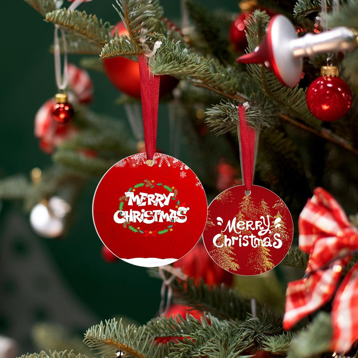54 pcs Metal Sublimation Ornament Blanks,Sublimation Christmas Ornament Blanks for Christmas Tree Decor Ornaments,Double Sided Sublimation Ornaments Round Sublimation Blanks