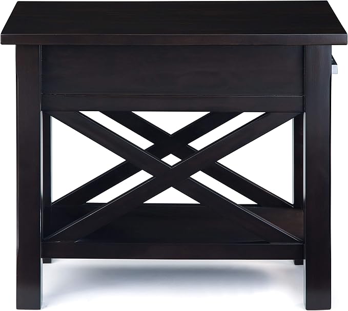 SIMPLIHOME Kitchener SOLID WOOD 14 inch Wide Rectangle Contemporary Narrow Side Table in Hickory Brown for the Living Room and Bedroom