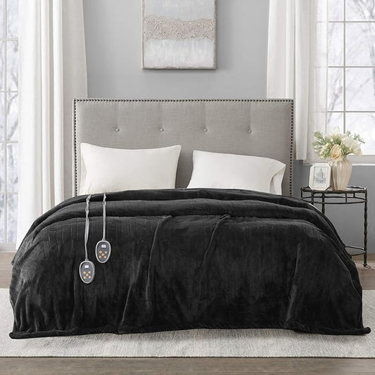 Beautyrest Heated Electric Blanket for Cold Weather, Fast Heating Heated Blanket, Auto Shut Off, Virtually Zero EMF, Multi Heat Setting, UL Certified, Black Full (84 inx80 in)