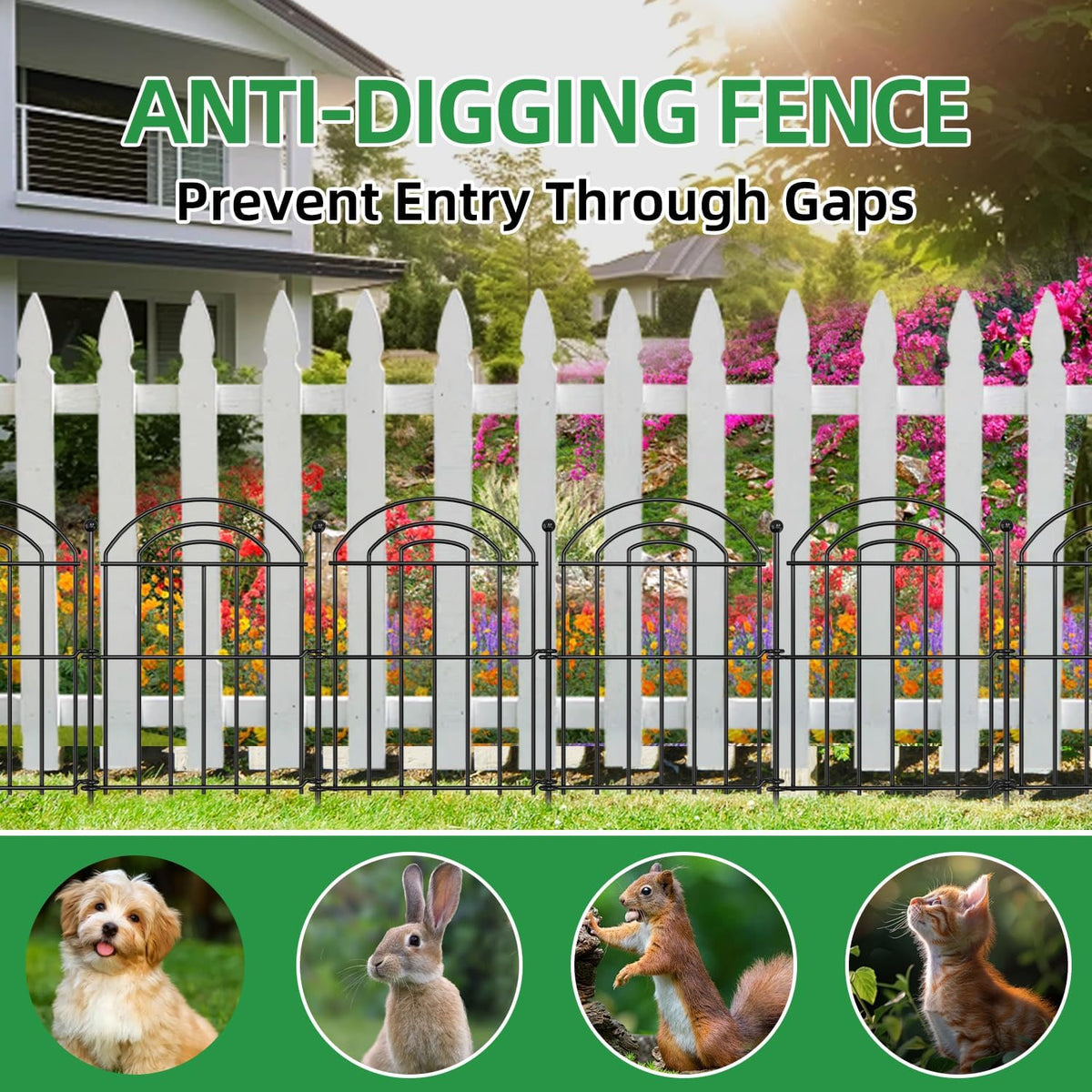 Decorative Garden Fence, 26in(H) x27ft Rustproof Metal No Dig Fence Animal Barrier Fence for Dog Rabbit, Wire Border Panel Fencing for Yard Patio Outdoor Decor 25 Pack