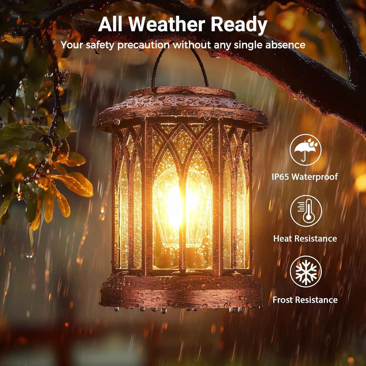 WdtPro Solar Lanterns Outdoor Hanging 2 Pack, Upgraded Bright Solar Lantern Lights Outdoor Waterproof, Solar Powered Lantern Over 12Hrs Hanging Lights for Outside Garden Yard Patio Decor (Copper)