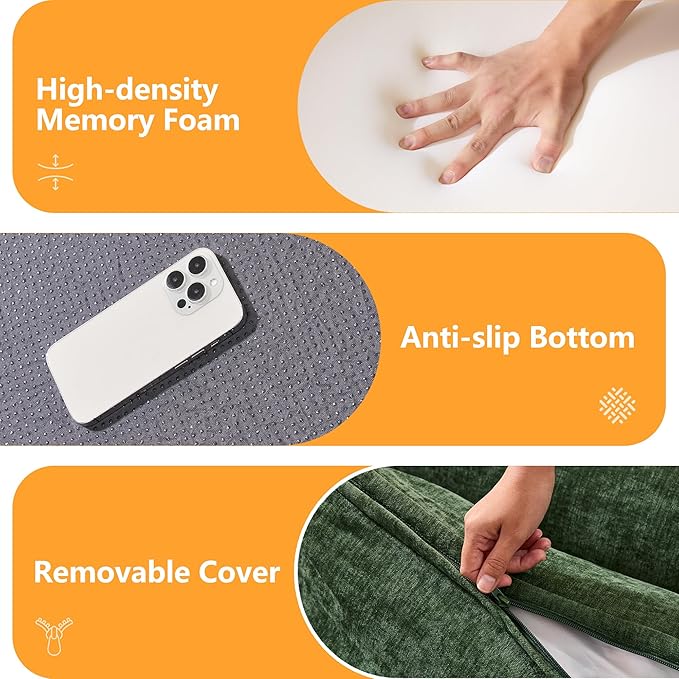 Hobestluk Cloud Single Sofa Memory Foam Couch with Deep Seat L Shaped Sofa with Removable Cover Large Couch for Living Room (Green, Single Sofa)