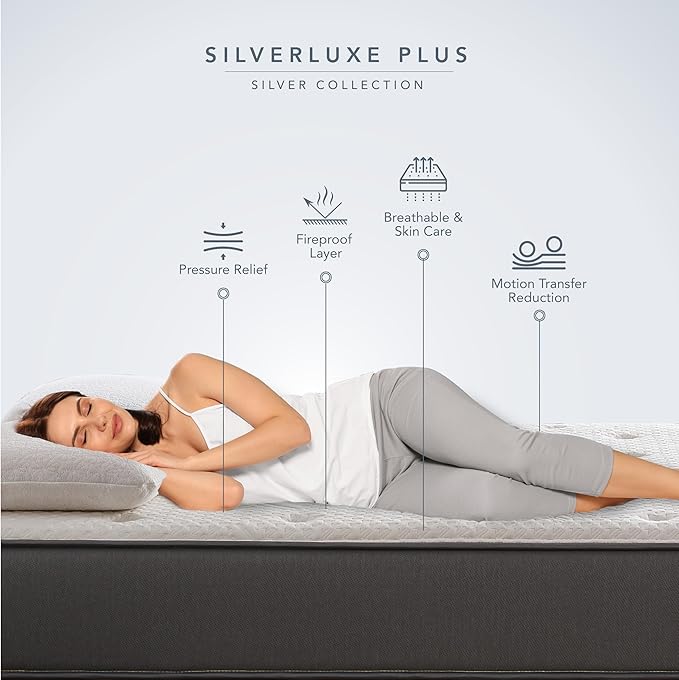 EPITEX Silverluxe Plus Queen Mattress, 10 Inch Gel Memory Foam Queen Size Mattress in a Box, Individual Pocket Spring for Low Motion Transfer, Medium Firm Mattress, Gray
