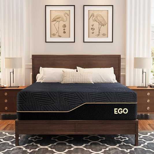 EGOHOME 14 inch Firm Full Mattress, Memory Foam Mattres with Cooling Cover, Bed in a Box, CertiPUR-US Certified, Breathable and Supportive, Made in USA, 54x75x14 Black