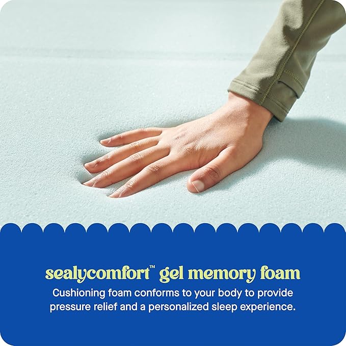 Sealy Dreamlife 1.5” Gel Memory Foam Queen Mattress Topper with SealyComfort Gel Foam, 1 Year Limited Warranty, Made in The USA