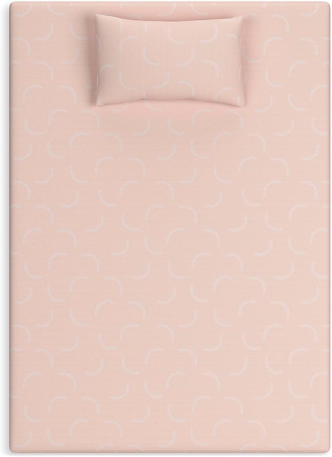 Signature Design by Ashley Full Size iKidz 7 Inch Firm Gel Memory Foam Mattress with Stretch Knit Cover & Pillow Included, Pink Coral, Fiberglass Free, Mattress in A Box
