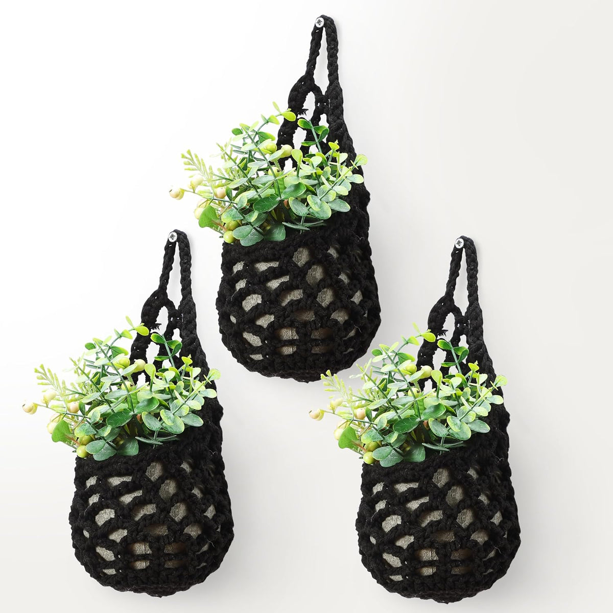 3PK Wall Planters for Indoor Plants, Macrame Plant Hanger | Wall Planter, Plant Hanger, Hanging Planter (3PK, for 4 inch Pot)
