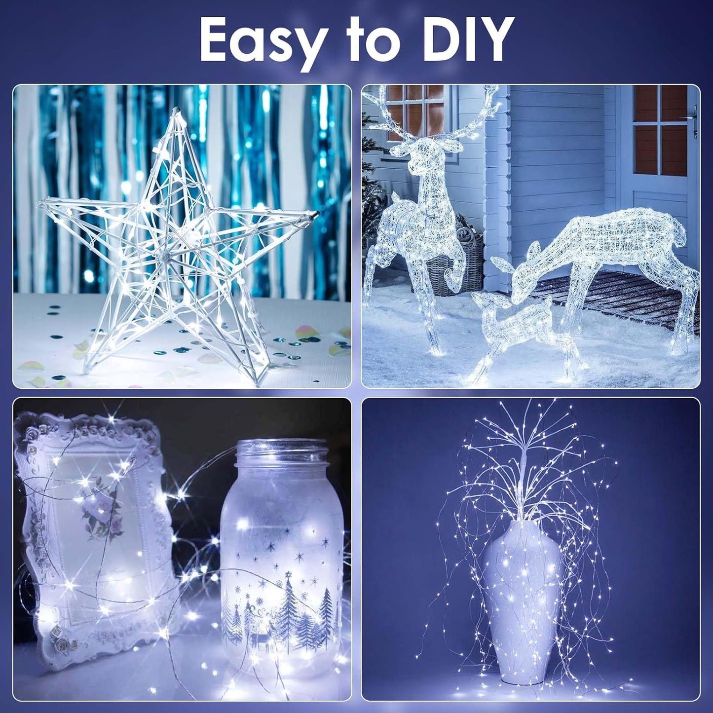 2-Pack Fairy Lights Battery Operated with Remote, Waterproof 33FT 100 LED Battery String Lights Outdoor Indoor, 8 Modes Twinkle Lights with Timer for Bedroom Wedding DIY Christmas Decor (Cool White)