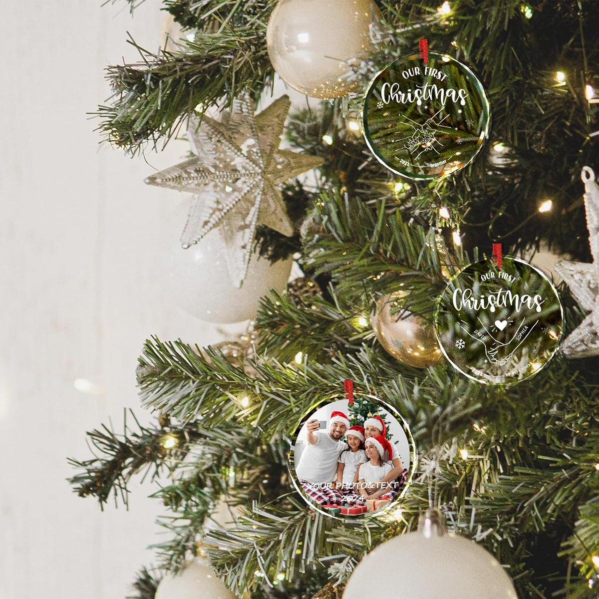 Personalized Christmas Ornaments 2025 Glass Custom Ornament Xmas Photo Ornament Customized Gifts Round