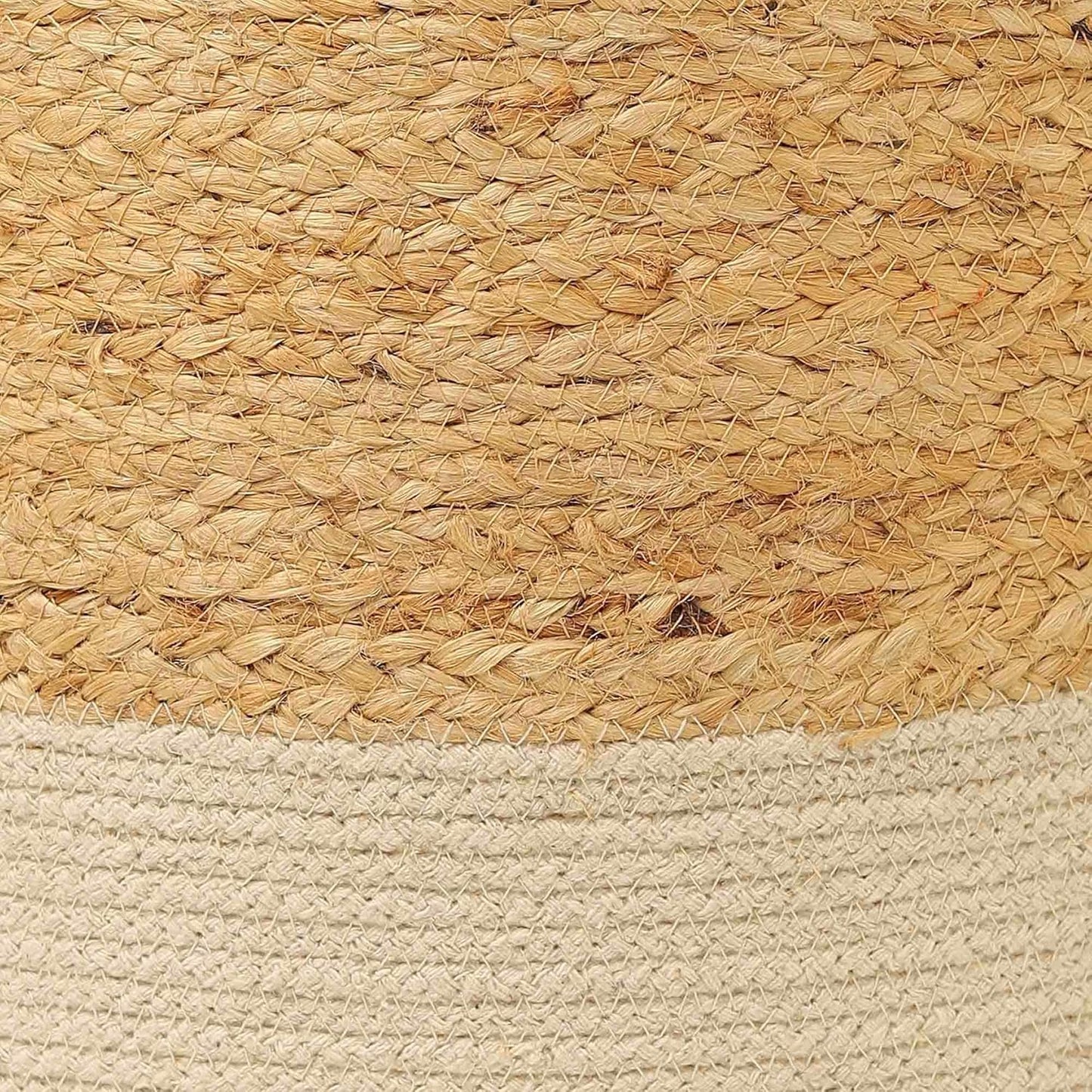 REDEARTH · Cylindrical Pouf Foot Stool Ottoman - Jute Braided Accent Sitting Footrest for The Living Room, Bedroom, Nursery, Patio, Lounge Set of 2 (14.5”x14.5”x16”; Natural Ivory)