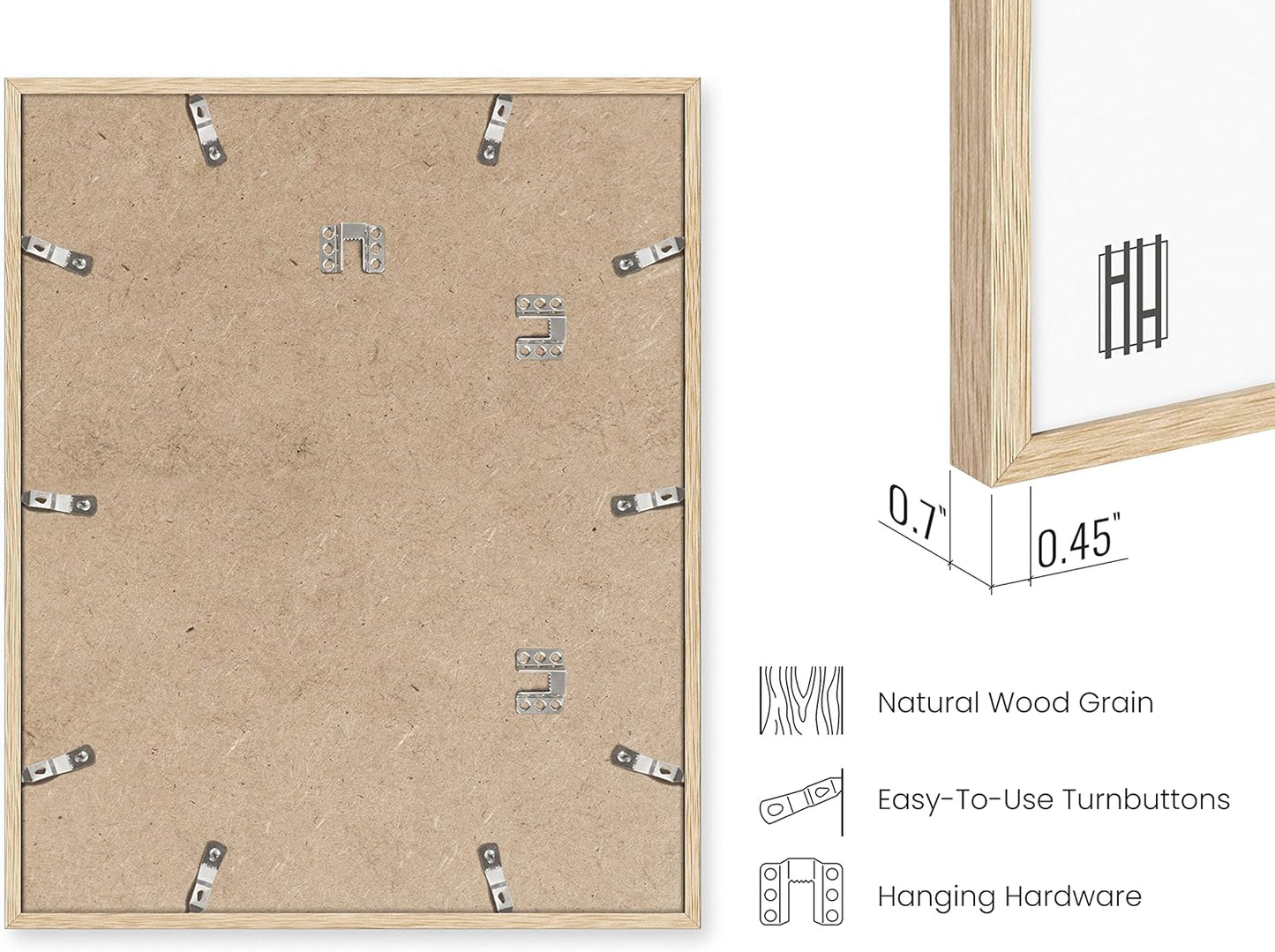 HAUS AND HUES Picture Frame, Beige Oak Wood, 16x20 inches, Set of 6