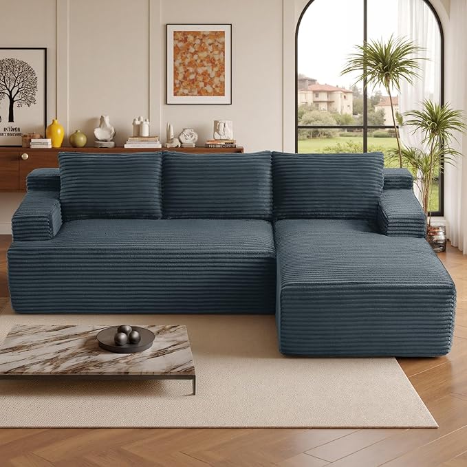 96''Sectional Couches for Living Room,Modern Modular Sectional Sofa,Upholstered Boneless Couch with Pockets,Comfy Cloud Couch with L Shaped Chaise(Dark Grey, 96''W Left Facing Chaise)