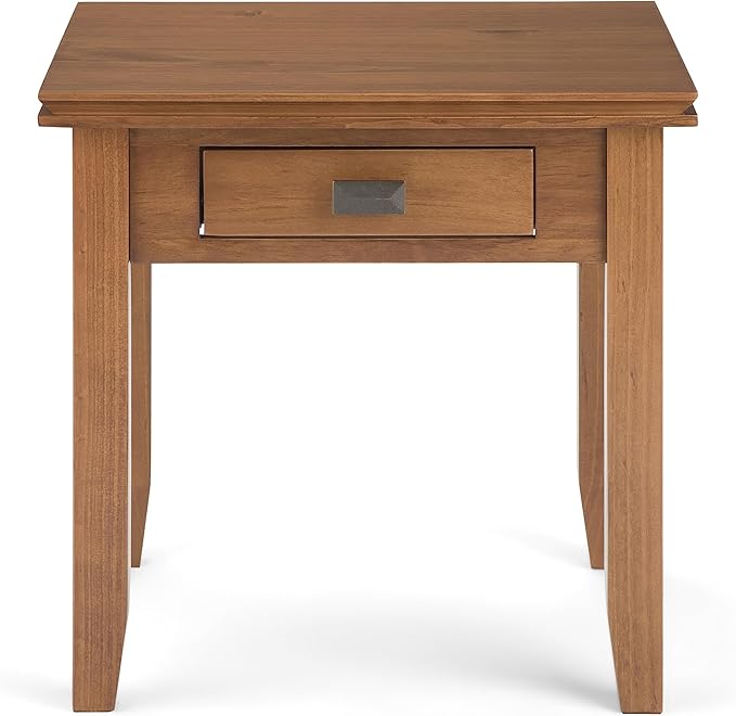 SIMPLIHOME Artisan SOLID WOOD 21 inch Wide Square Transitional End Side Table in Honey Brown for the Living Room and Bedroom