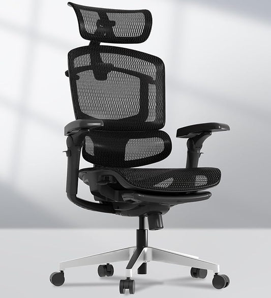 FLEXISPOT ErgoX-PRO Ergonomic Office Chair with Footrest Black – AeroWeave 5.0 Mesh Seat, 5D Lumbar, 7D Armrests, 4D Headrest, 551LBS Capacity – Office, Gaming, Home
