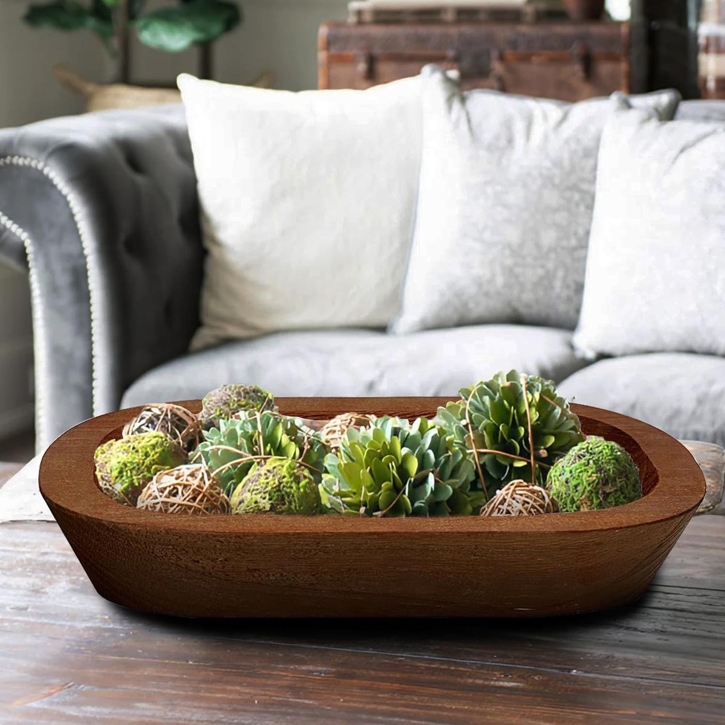Royxen 8 Pack Wood Dough Bowl, Wooden Dough Bowls Paulownia, Rustic Bowl Vintage, Bowls for Candle (Brown, 9.7" x 6")