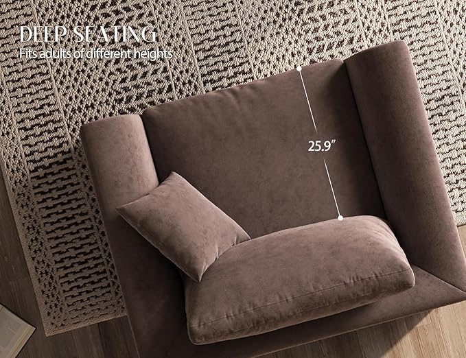 48.6" Single Sofa, Small Boneless Couches for Living Room, Cloud Couch for Bedroom, Office, Brown
