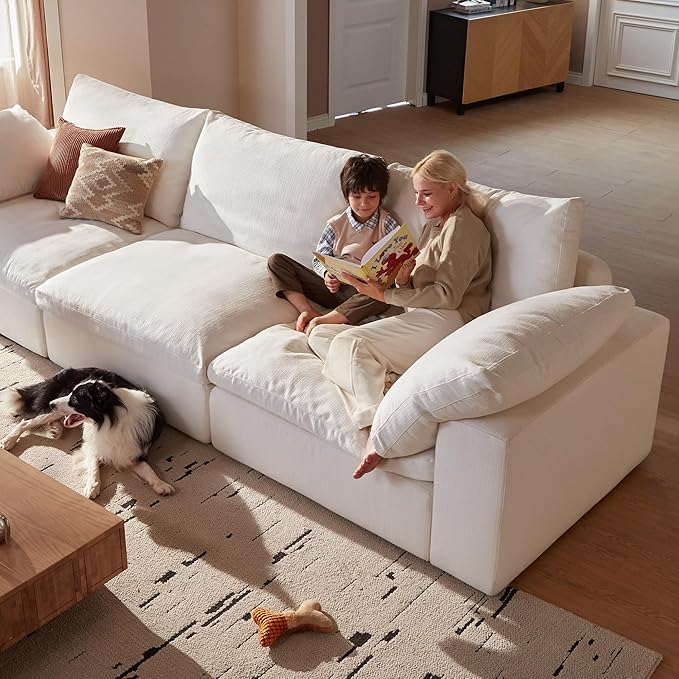 Modular Sectional Sofa, 78.7" L Shaped Modern Sofa Modular Sectional Cloud Couch with Ottoman, Modern Cloud Sectional Couches for Living Room, Deep Seat Sofa with Washable Cover