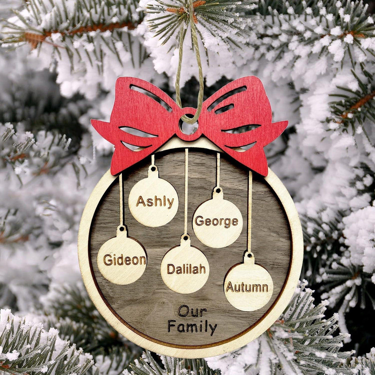 2025 Christmas Ornaments Personalized Christmas Family Name Ornaments,Custom Stocking Wooden Christmas Ornaments Family of 2/3/4/5/6/7/8,Customized Xmas Ornament Tree Deorations,Personalized Gifts