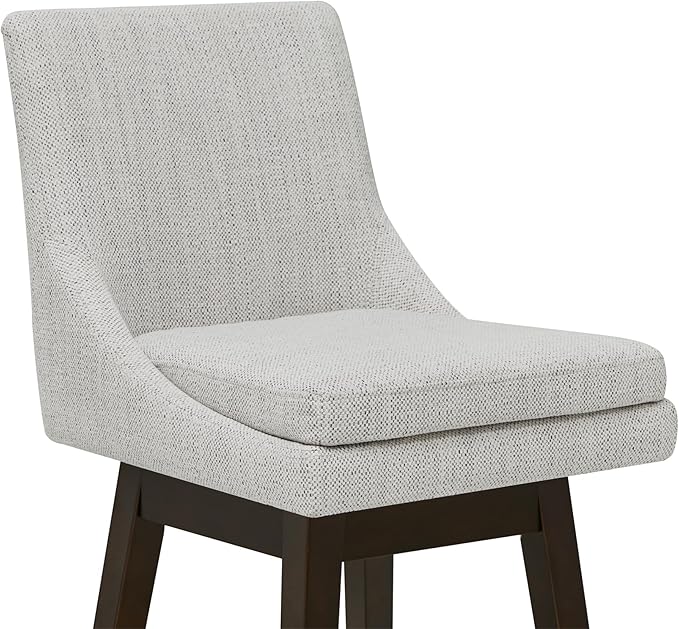CHITA Bar Height Swivel Barstool with Back Set of 2, FSC Certified Upholstered Bar Stool, 30.7" H Seat Height, Fabric in Ivory