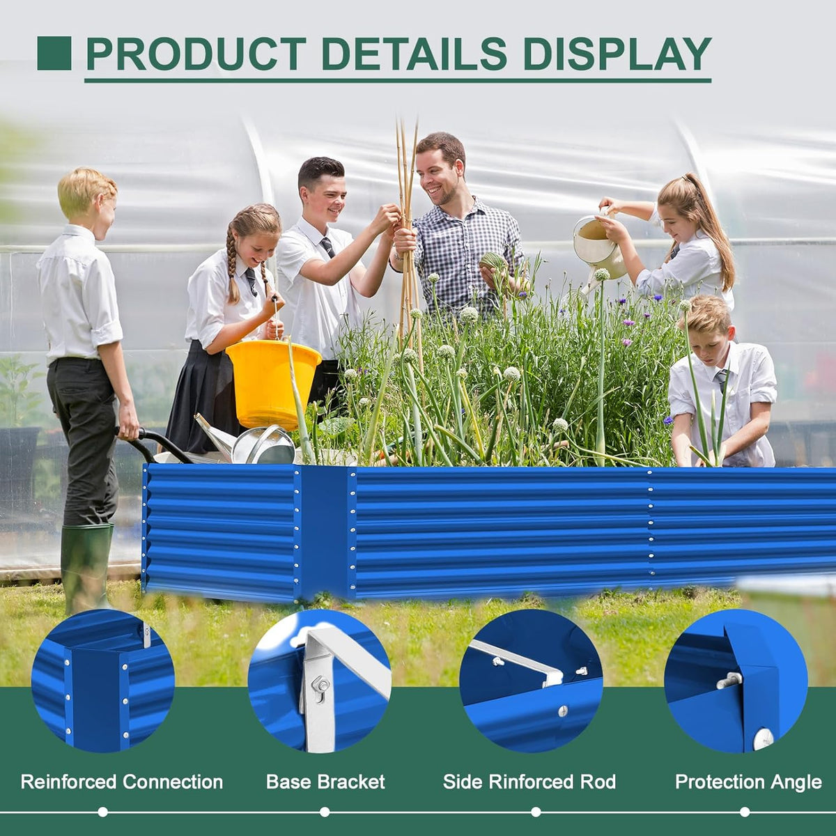 Land Guard 8x4x3ft Rectangular Galvanized Raised Garden Beds, Large-Capacity Metal Planter Box Outdoor, Durable Deep Raised Garden Bed 3ft Tall, Raised Beds for Gardening Vegetables, Royal Blue