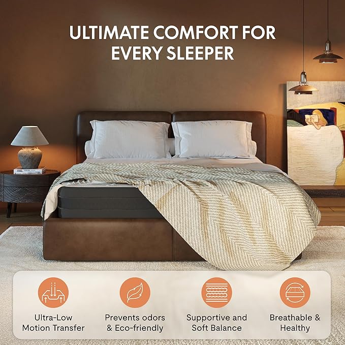 FLEXISPOT 10'' Full Size Cooling Gel Memory Foam Mattress, Viscose from Bamboo, Medium Firm, 10-Year Warranty, Mattress-in-A-Box, Certi-PUR & Oeko-TEX Certified, Washable, Fire-Resistant.