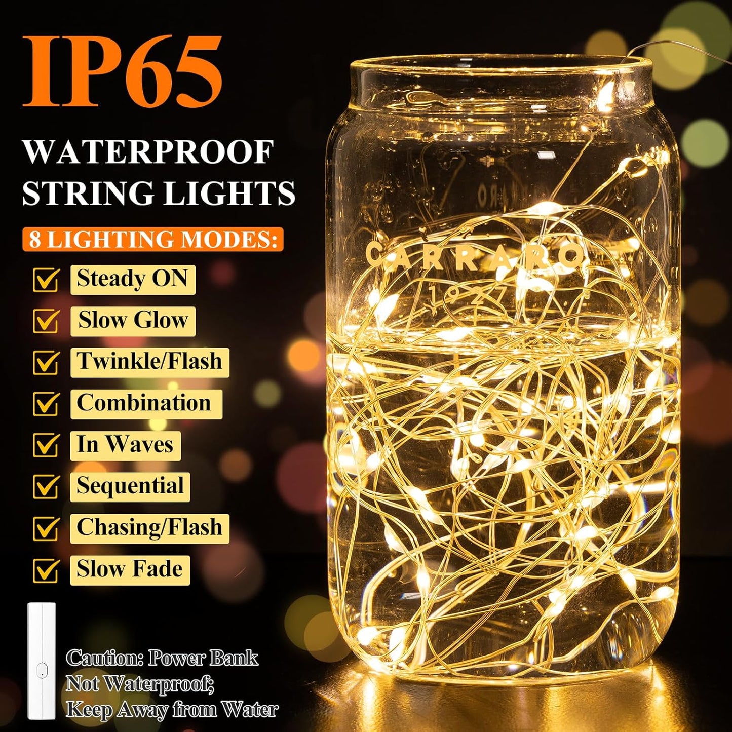 Lakumu 132FT(33 * 4) Fairy Lights Battery Operated, Rechargeable String Lights with Timer, Mini Twinkle Lights for Bedroom, Christmas Decorations, Wedding, Vine, Centerpiece Table Decor Warm White