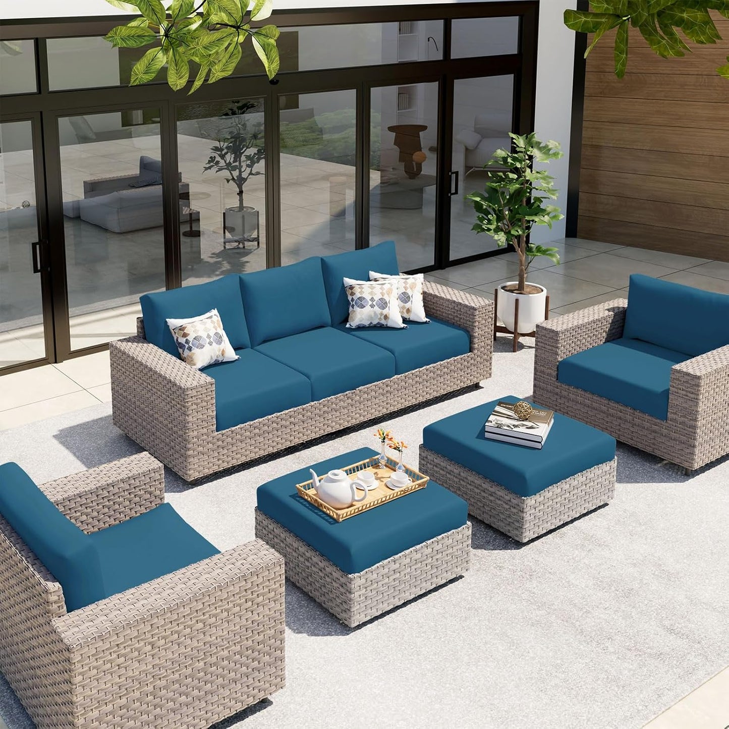 hyha Waterproof Couch Cushion Covers, Stretch Sofa Couch Seat Slipcover for Dog Washable, Non-Slip Waterproof Outdoor Cushion Covers for Patio Furniture Replacement (1 Piece for Large, Deep Teal)