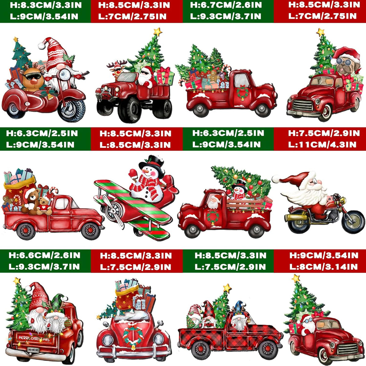 Wooden Christmas Truck Ornaments Red Truck Wooden Hanging Ornaments Wooden Car Crafts with Bead Farmhouse Hanging Decor for Xmas Tree Decoration Holiday Parties Craft Supplies 24 Pieces