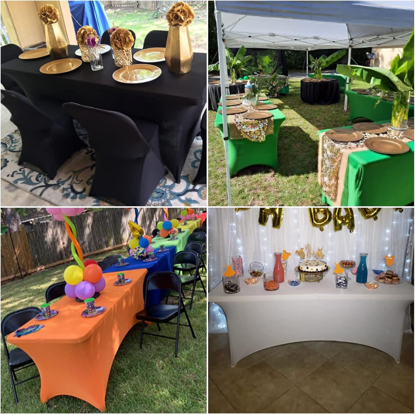 Spandex 8ft Waterproof Table Cover for Party,Wedding, Banquet, and Events(Classicbule)