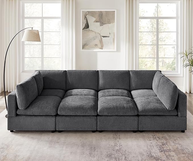 VANOMi Modular Sectional Sofa, Convertible Sofa Couch Modular Sofa with Ottoman, Sectional Sofas for Living Room Small Apartments