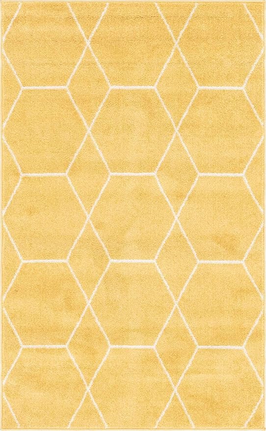Unique Loom Trellis Frieze Collection Area Rug - Geometric (3' 3" x 5' 3", Yellow/ Ivory)