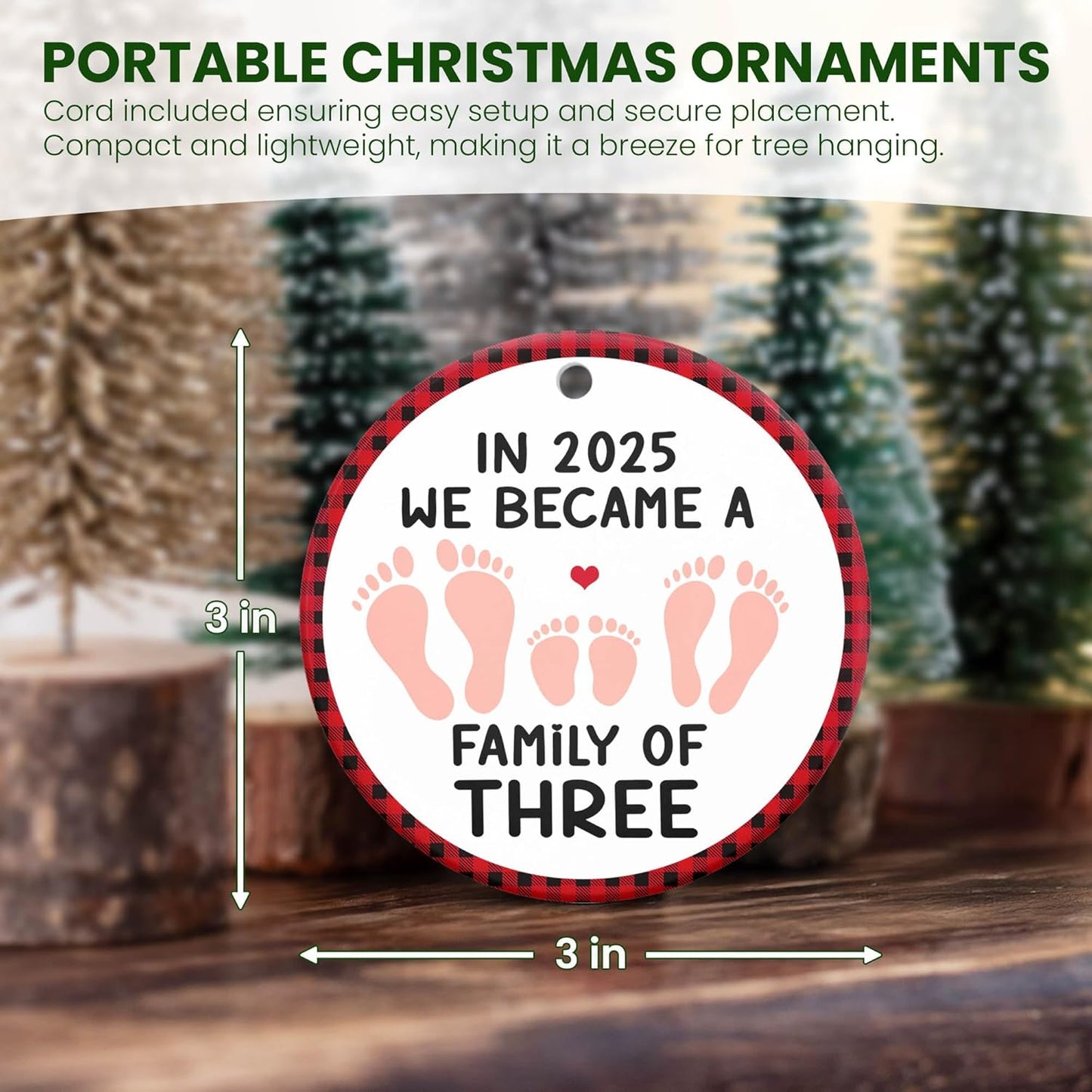 OASSIE Pregnancy Announcement for Grandparents - Ceramic Christmas Ornaments 2025 for Tree Decorations - New Mom Gifts for Women, New Dad Gifts for Men, Baby's First Christmas Ornament