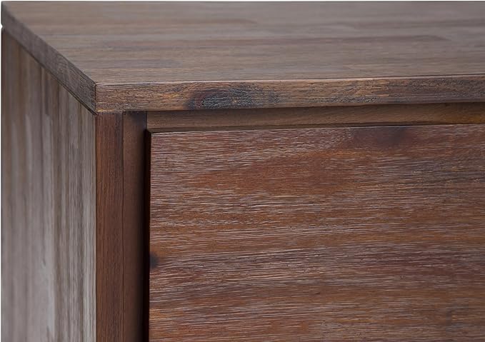 SIMPLIHOME Lowry SOLID ACACIA WOOD and Metal 22 inch Wide Square Modern Industrial Side Table in Distressed Charcoal Brown for the Living Room and Bedroom