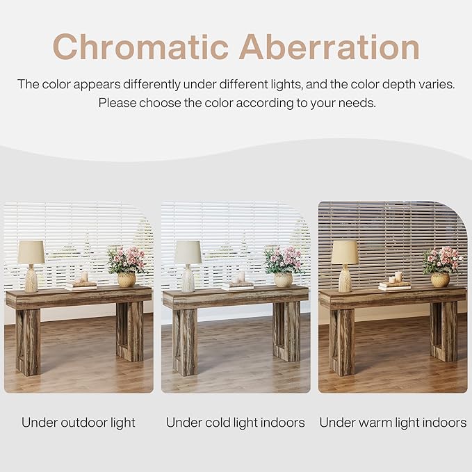 Tribesigns Console Table, 63" Farmhouse Entryway Table, Rectangular Wooden Accent Console for Entrance, Hallway & Living Room (Mottled Gray Brown)
