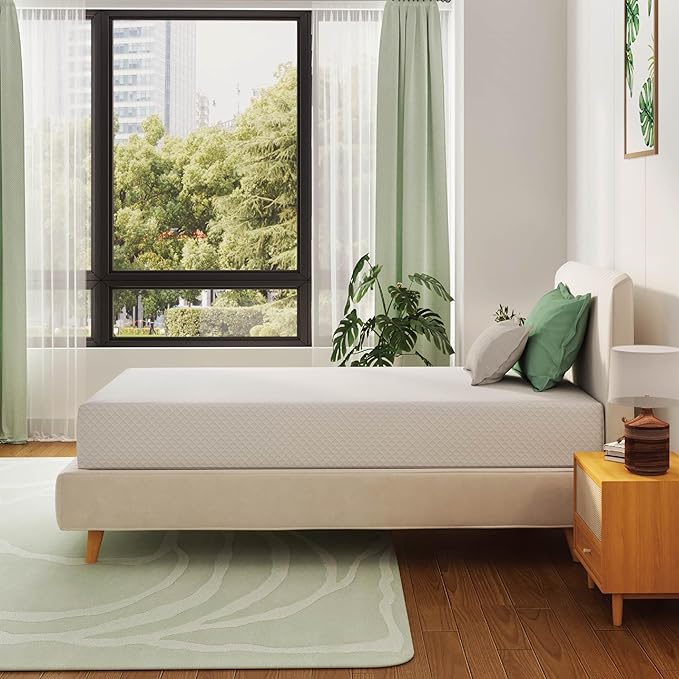 Twin XL Mattress 12 Inch Green Tea Memory Foam Mattress for Cool Sleep & Pressure Relief, Medium Feel Support,Fiberglass Free, Bed in a Box, Removable Washable Cover, CertiPUR-US Certified