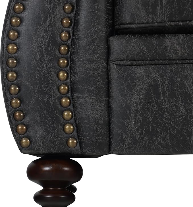 Living Room Furniture Sets,Mid-Century Vintage Sofa Couches with Rivet Design (Grey, Single+Loveseat)