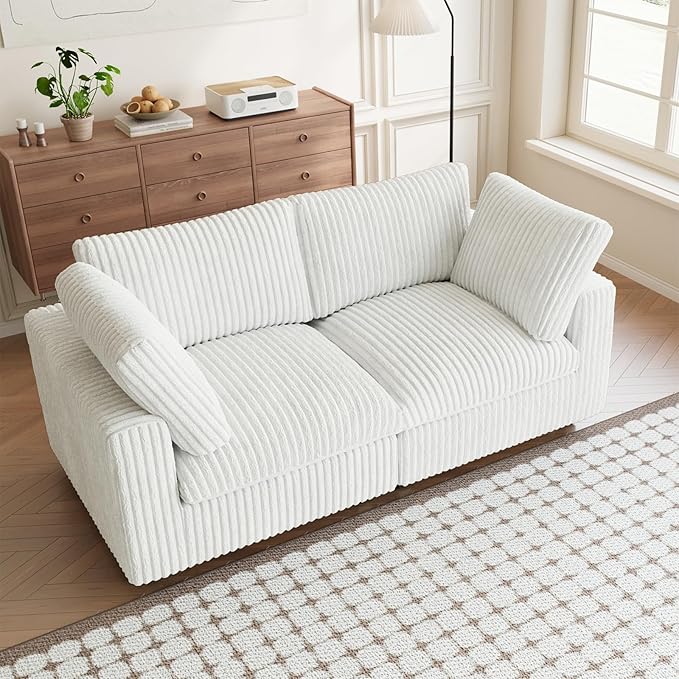 Modular Sectional Sofa, 78.74" Oversized Loveseat Sofa, Deep Seat Cloud Couch, 2 Seat Comfy Modular Sofa Couches for Living Room, Plush Couch Cushion Covers Removable, Beige