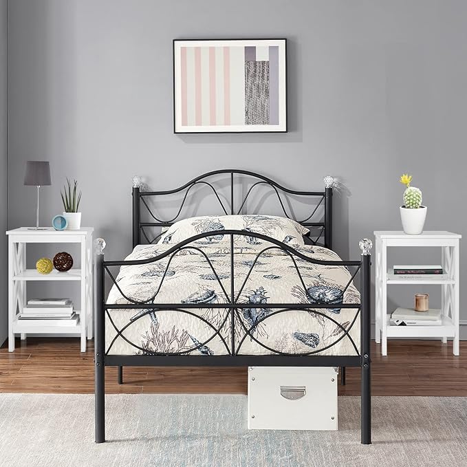 VECELO Nightstands, Industrial Side Table/End Tables with Drawer and Storage Shelf, Night Stands for Bedroom, Living Room, Wood Metal Furniture, Easy Assembly,White,2 Sets