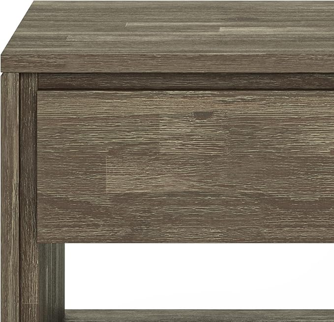 SIMPLIHOME Lowry SOLID ACACIA WOOD and Metal 22 Inch Wide Square Modern Industrial End Side Table in Distressed Grey, For the Living Room and Bedroom