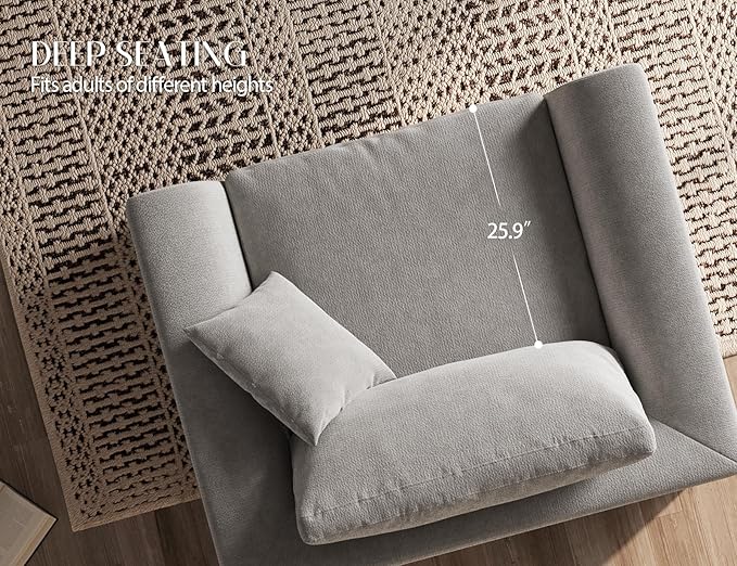 48.6" Single Sofa, Small Boneless Couches for Living Room, Cloud Couch for Bedroom, Office, Light Grey