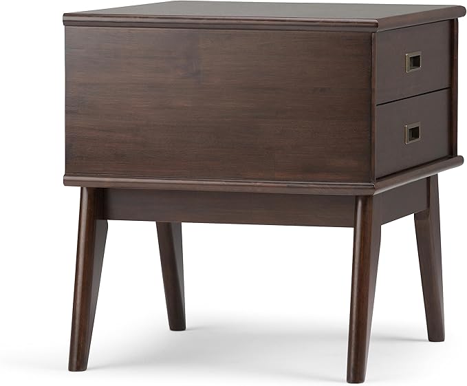 SIMPLIHOME Draper SOLID HARDWOOD 22 inch Wide Rectangle Mid Century Modern End Side Table in Medium Auburn Brown for the Living Room and Bedroom