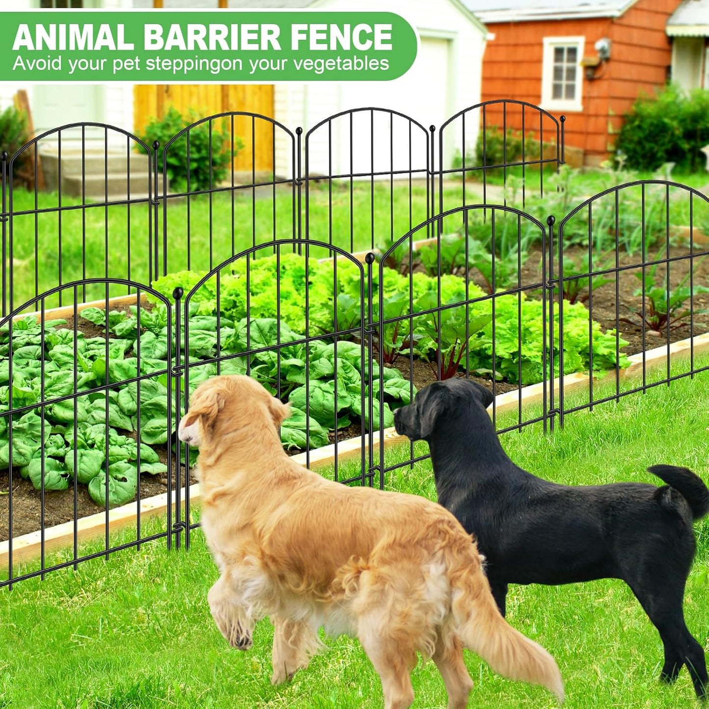 Decorative Garden Fence, 17in x 25ft, Metal Animal Barrier, 25 Pack, Arched Flower Bed Border, Rustproof Dog and Rabbit Defense and Dog Ground Defense No-Dig Fence for Patio Patio Outdoor