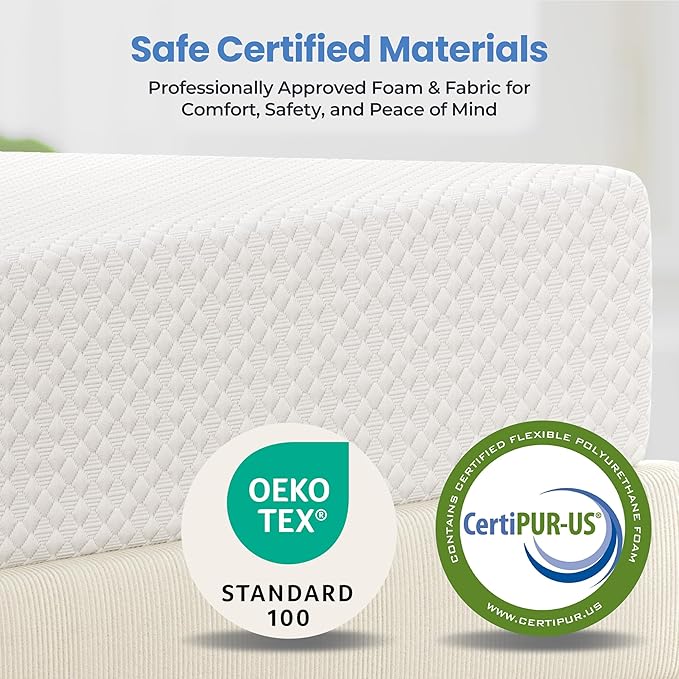 Yaheetech 12 Inch Queen Mattress 3 Foam Layer Cooling Gel Memory Foam Mattresses, Green Tea for Fresher Sleep, Medium Firm, CertiPUR-US Certified, No Fiberglass, Queen Size Mattress in a Box