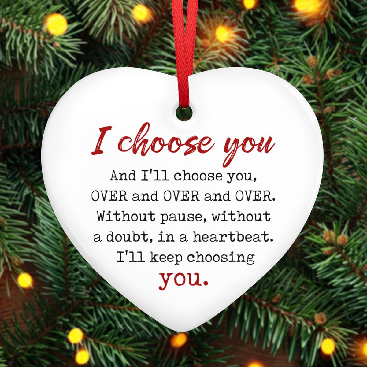 TEEZWONDER Couples Gifts for Him and Her - Ceramic Christmas Ornaments 2025 for Tree Decorations - Christmas Anniversary Wedding Engagement Gifts for Couples, Couple Gift for Girlfriend Boyfriend