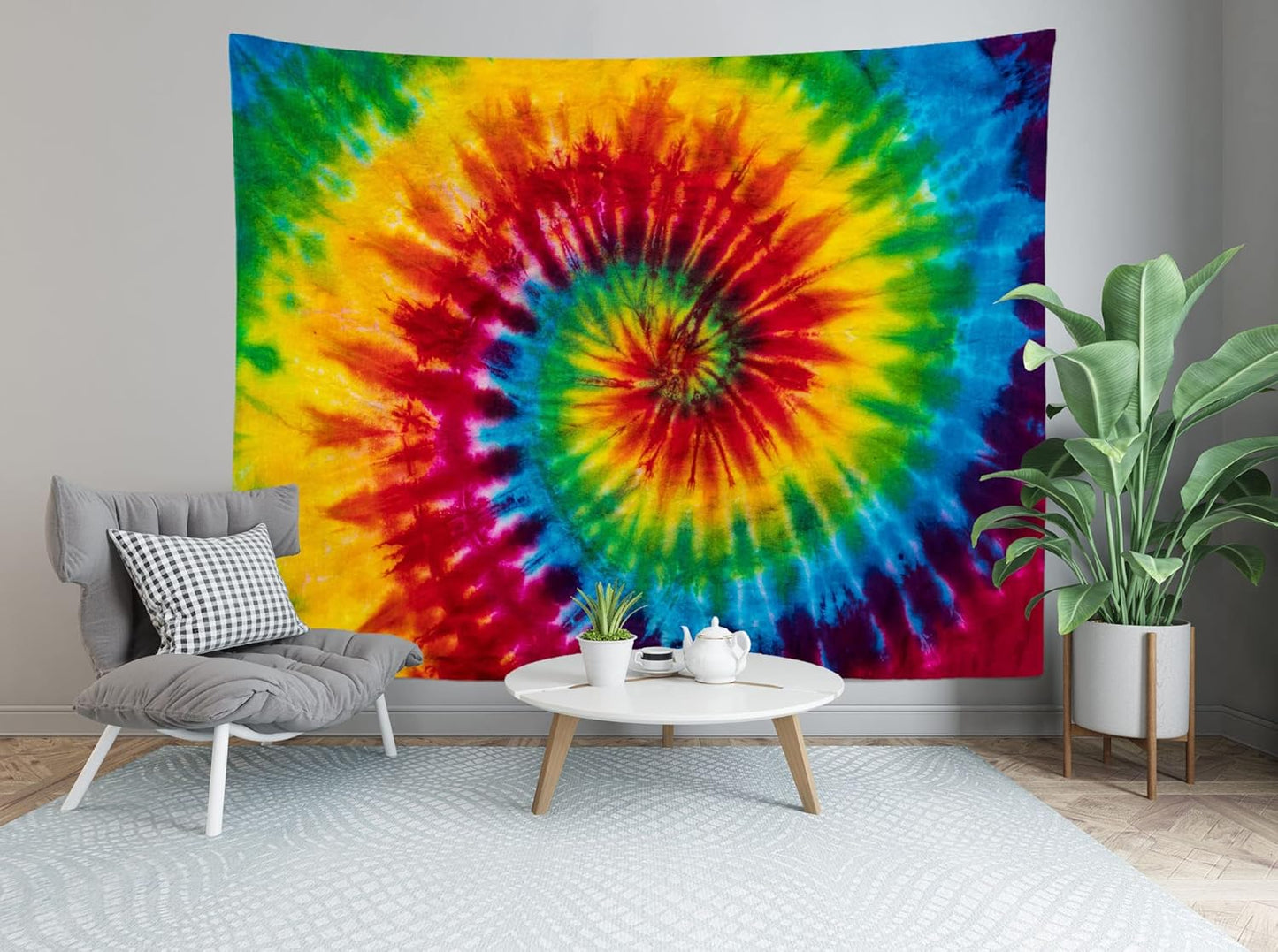 Loccor 8x6ft Tie Dye Tapestry Colorful Red Blue Yellow Green Orange Purple Retro Abstract Psychedelic Swirl Wall Hanging for Living Room Bedroom Dorm Home Decor （Pattern Painted on Polyester Fabric）