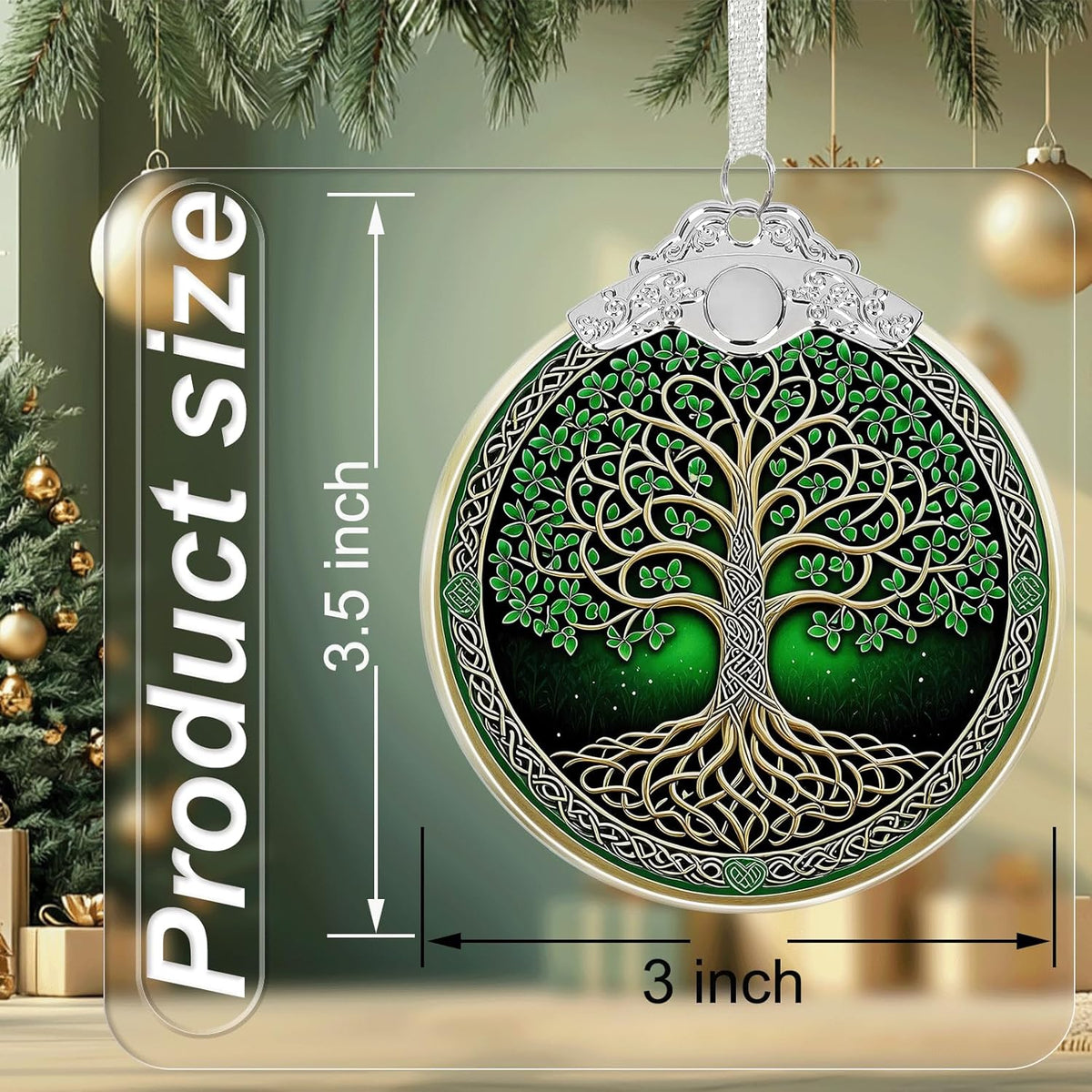 Tree of Life Stained Glass Christmas Ornament - Hanging Ornaments for Christmas Tree Decorations -Holiday Keepsake Present Exchange Idea -1